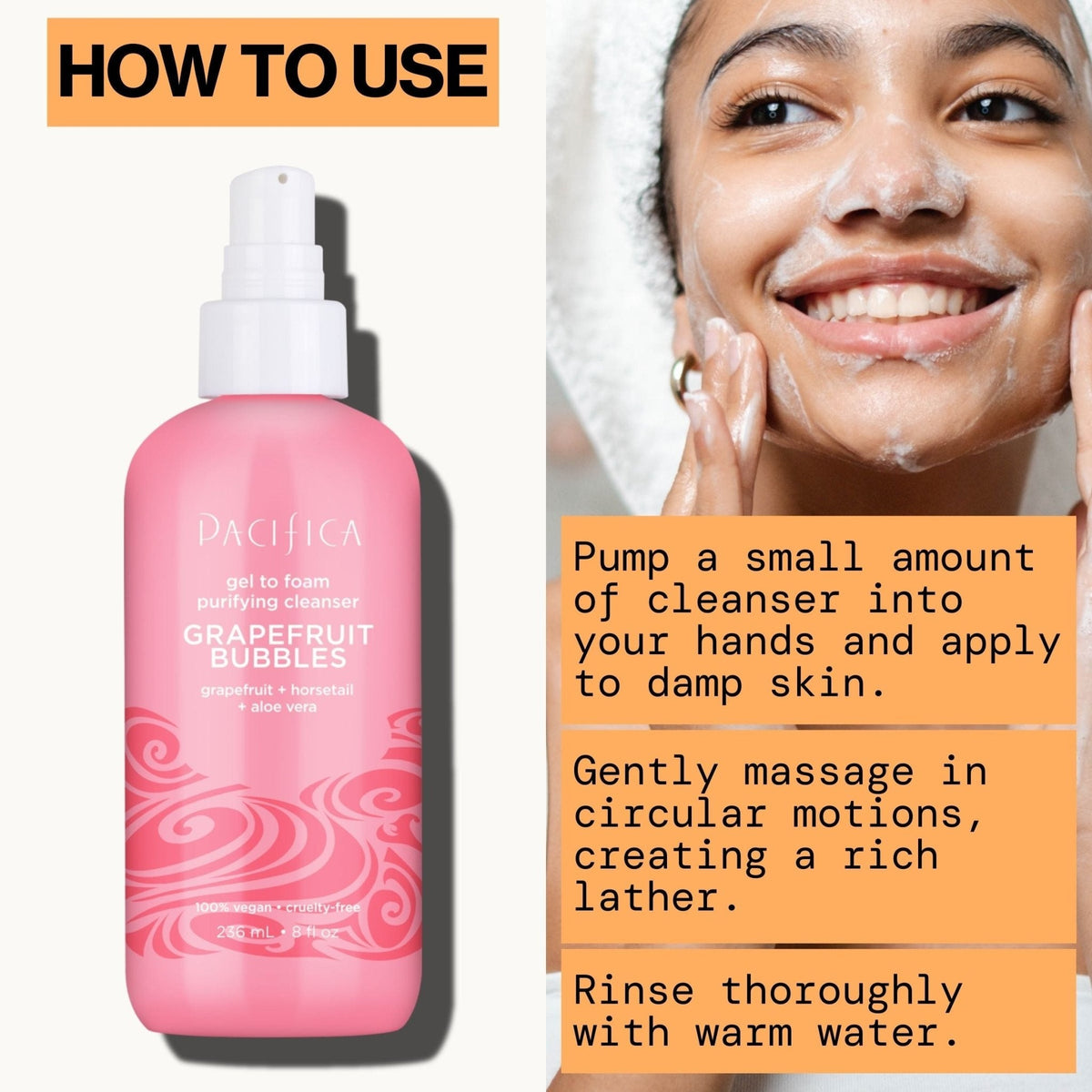 Grapefruit Bubbles Gel to Foam Purifying Cleanser